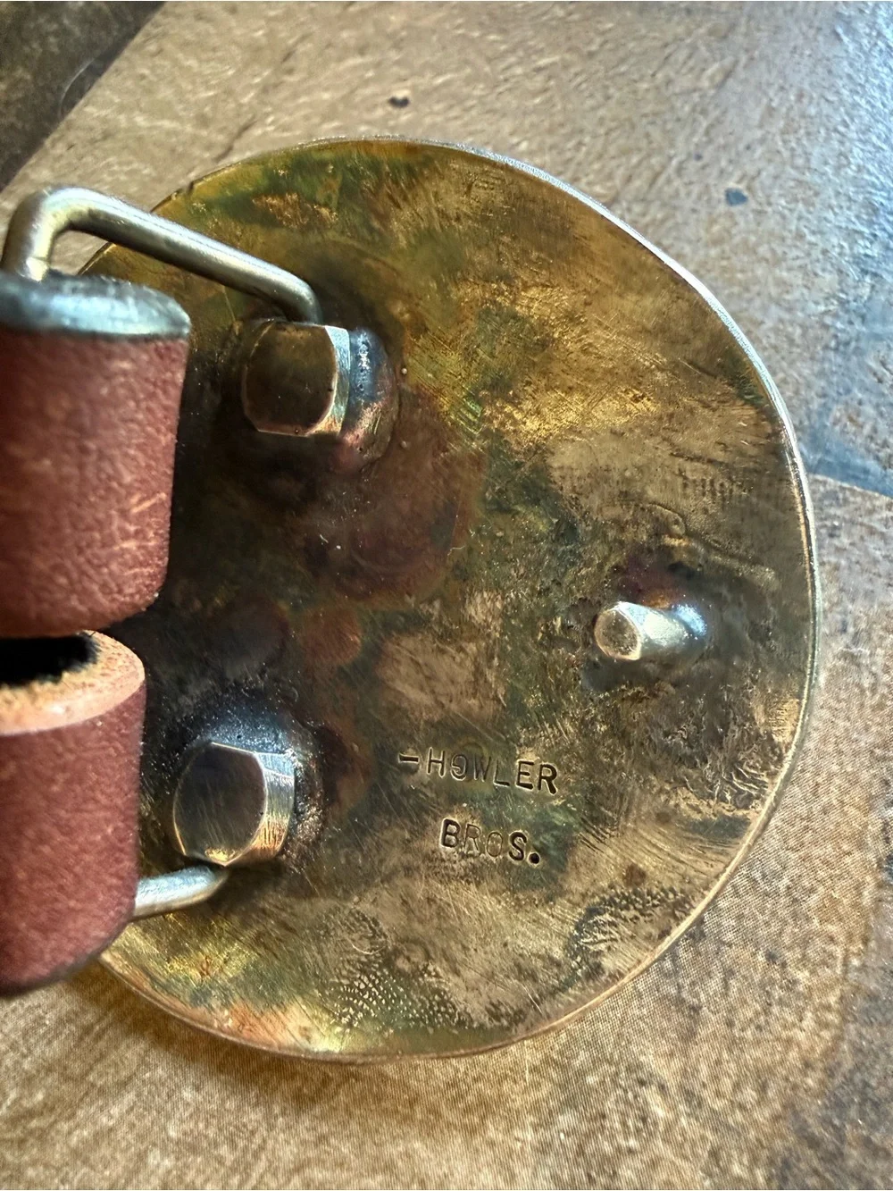 Howler Bro’s forged belt buckle Rooster with leather belt